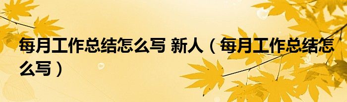 每月工作总结怎么写 新人(每月工作总结怎么写)