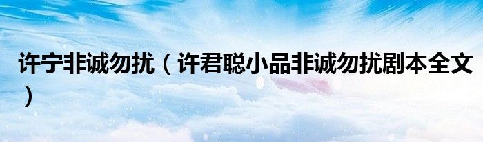 许宁非诚勿扰(许君聪小品非诚勿扰剧本全文)