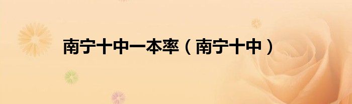 南宁十中一本率(南宁十中)