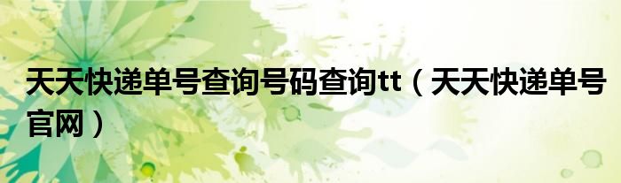 天天快递单号查询号码查询tt(天天快递单号官网)