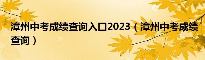 漳州中考成绩查询入口2023(漳州中考成绩查询)