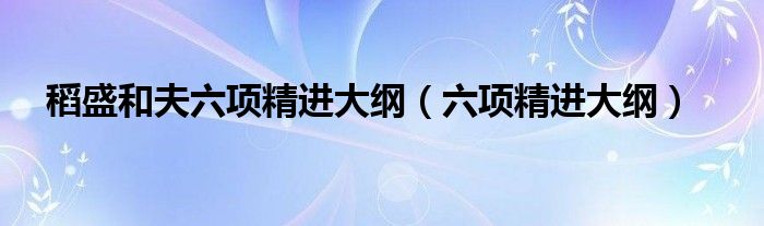 稻盛和夫六项精进大纲(六项精进大纲)