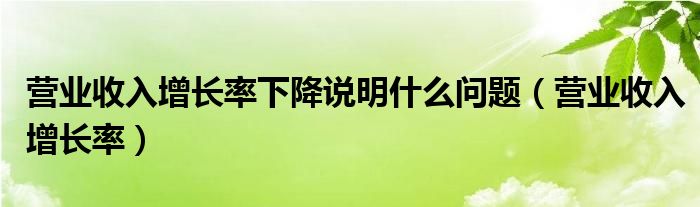 营业收入增长率下降说明什么问题(营业收入增长率)