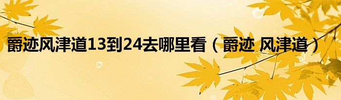 爵迹风津道13到24去哪里看(爵迹 风津道)