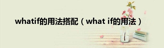 whatif的用法搭配(what if的用法)