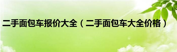 二手面包车报价大全(二手面包车大全价格)