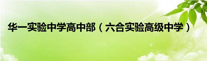 华一实验中学高中部(六合实验高级中学)