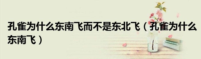 孔雀为什么东南飞而不是东北飞(孔雀为什么东南飞)