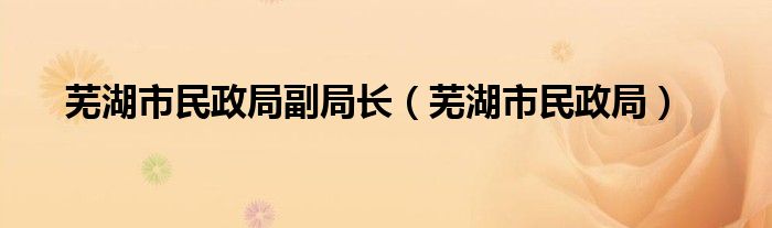 芜湖市民政局副局长(芜湖市民政局)