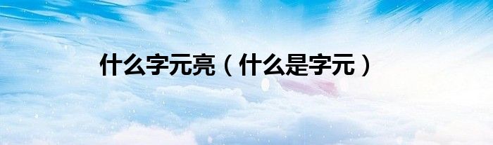 什么字元亮（什么是字元）