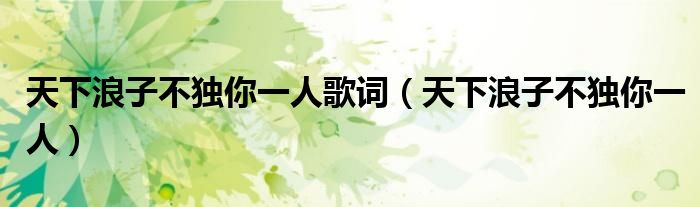 天下浪子不独你一人歌词(天下浪子不独你一人)