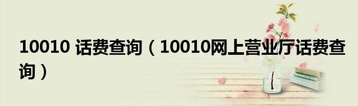 10010 话费查询(10010网上营业厅话费查询)