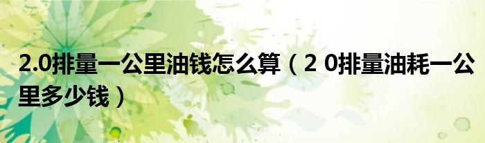 2.0排量一公里油钱怎么算(2 0排量油耗一公里多少钱)