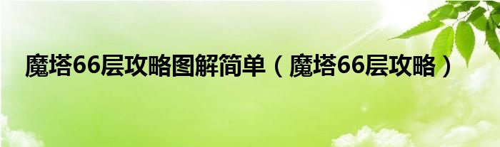 魔塔66层攻略图解简单(魔塔66层攻略)