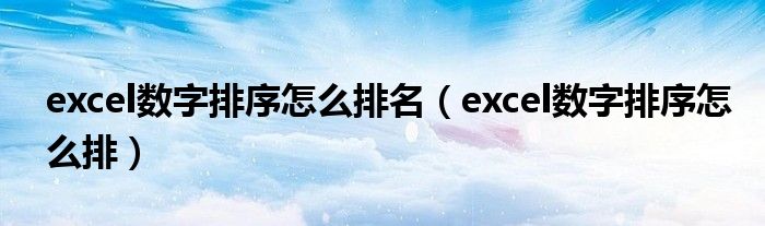 excel数字排序怎么排名(excel数字排序怎么排)