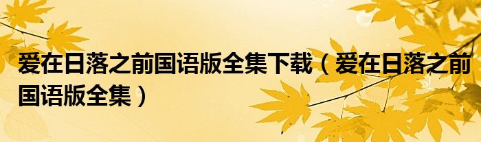 爱在日落之前国语版全集下载(爱在日落之前国语版全集)