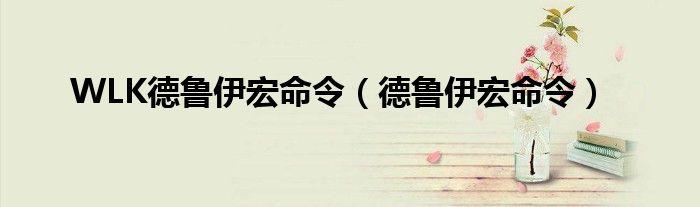 WLK德鲁伊宏命令(德鲁伊宏命令)
