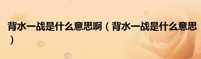 背水一战是什么意思啊(背水一战是什么意思)