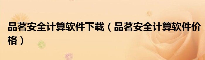 品茗安全计算软件下载(品茗安全计算软件价格)