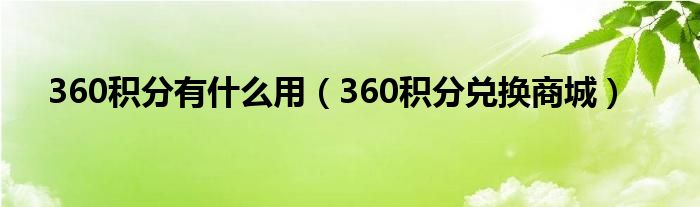 360积分有什么用(360积分兑换商城)