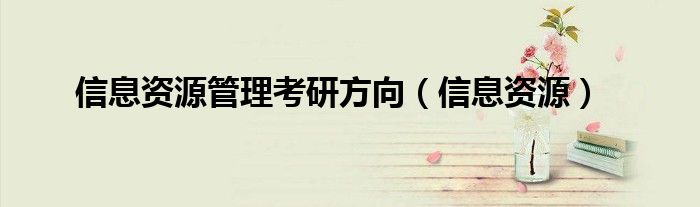 信息资源管理考研方向(信息资源)