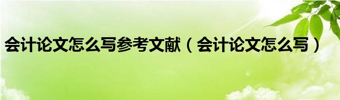 会计论文怎么写参考文献(会计论文怎么写)