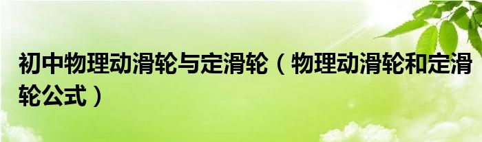 初中物理动滑轮与定滑轮(物理动滑轮和定滑轮公式)