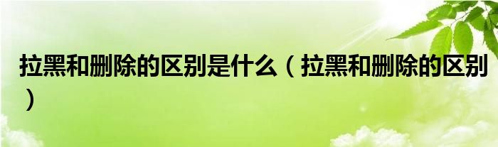 拉黑和删除的区别是什么(拉黑和删除的区别)