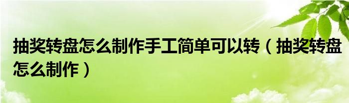 抽奖转盘怎么制作手工简单可以转(抽奖转盘怎么制作)