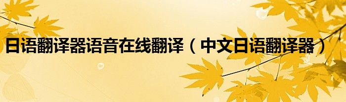 日语翻译器语音在线翻译(中文日语翻译器)