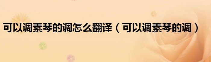 可以调素琴的调怎么翻译(可以调素琴的调)