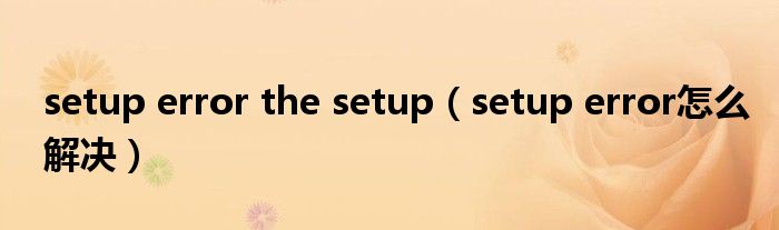 setup error the setup(setup error怎么解决)