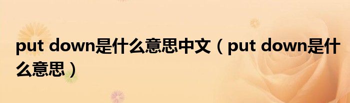 put down是什么意思中文(put down是什么意思)