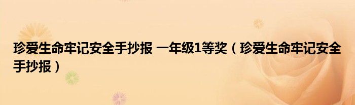 珍爱生命牢记安全手抄报 一年级1等奖(珍爱生命牢记安全手抄报)