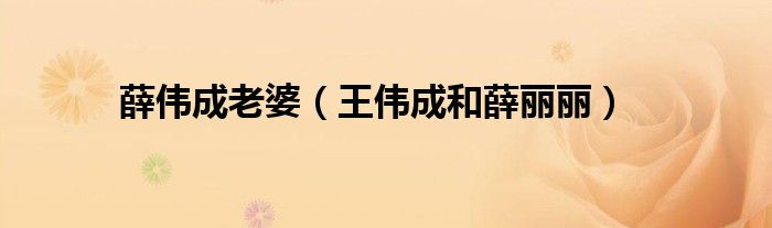 薛伟成老婆(王伟成和薛丽丽)