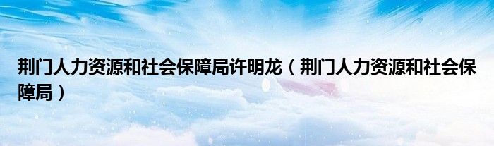 荆门人力资源和社会保障局许明龙(荆门人力资源和社会保障局)