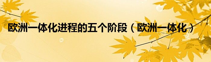 欧洲一体化进程的五个阶段(欧洲一体化)