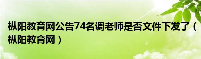 枞阳教育网公告74名调老师是否文件下发了(枞阳教育网)