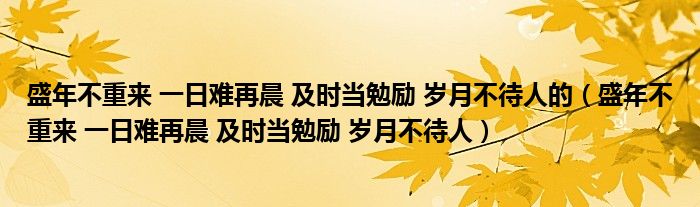 盛年不重来 一日难再晨 及时当勉励 岁月不待人的(盛年不重来 一日难再晨 及时当勉励 岁月不待人)