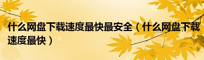 什么网盘下载速度最快最安全(什么网盘下载速度最快)