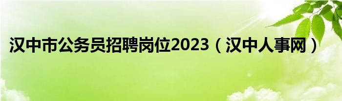 汉中市公务员招聘岗位2023(汉中人事网)