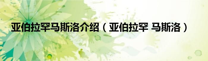亚伯拉罕马斯洛介绍(亚伯拉罕 马斯洛)