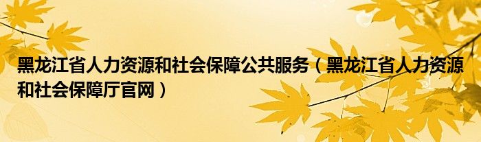 黑龙江省人力资源和社会保障公共服务(黑龙江省人力资源和社会保障厅官网)