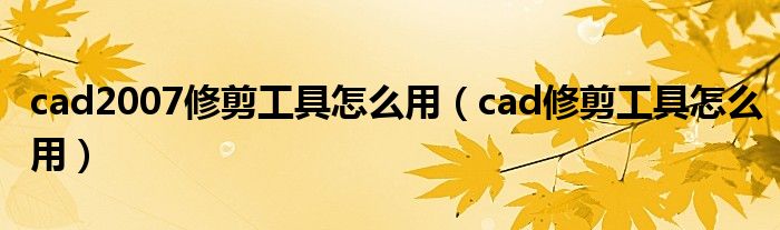 cad2007修剪工具怎么用(cad修剪工具怎么用)