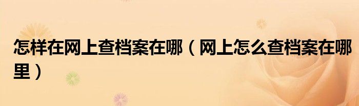 怎样在网上查档案在哪(网上怎么查档案在哪里)
