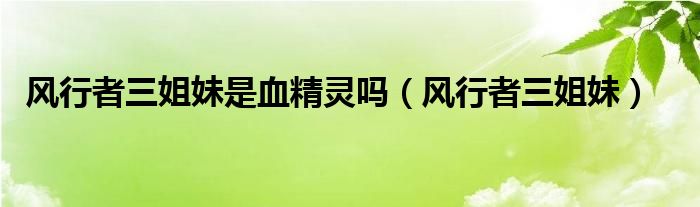 风行者三姐妹是血精灵吗(风行者三姐妹)