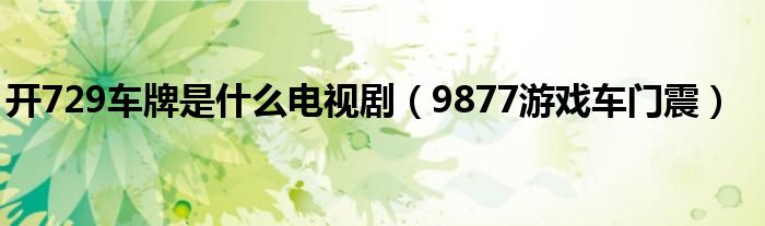 开729车牌是什么电视剧(9877游戏车门震)