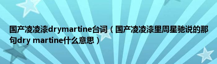 国产凌凌漆drymartine台词(国产凌凌漆里周星驰说的那句dry martine什么意思)