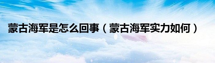 蒙古海军是怎么回事(蒙古海军实力如何)