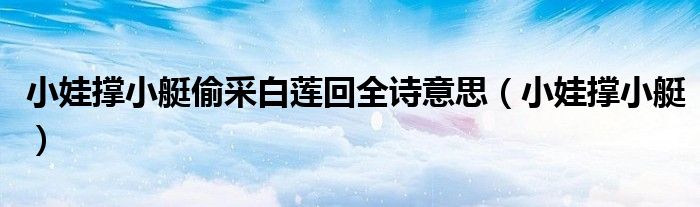 小娃撑小艇偷采白莲回全诗意思(小娃撑小艇)